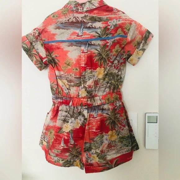 NWOT Zimmermann Red Palm Style Alight Pocket Detail  Kids Playsuit. Size 2T - Picture 3 of 10